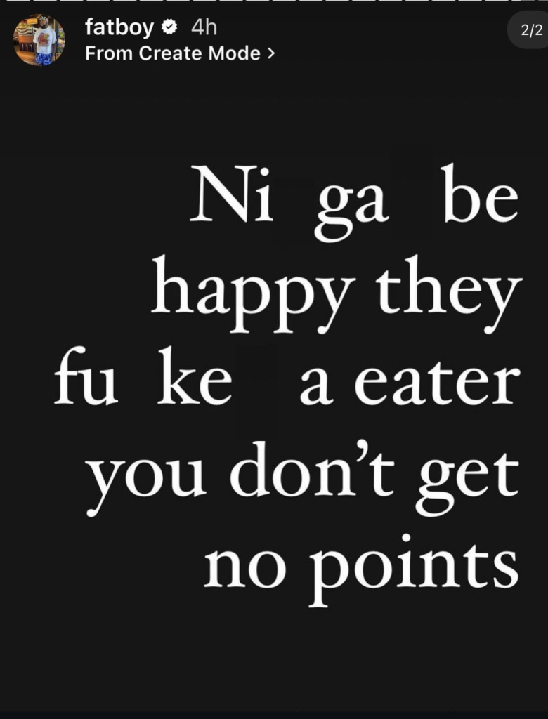 Fatboy posted a response to OT7's insult on his Instagram story